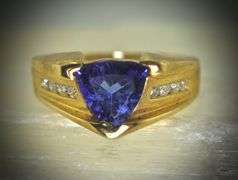 Stylish 14K Triangular Tanzanite Ring