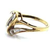 10kt Yellow gold diamond cross over ring