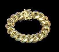 Huge 87.6 Gram 14 Kt Gold Plate Curb Link Bracelet