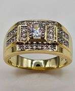 Men's 14 Kt Gold Plate 3.85 Cttw Lab Simulated Diamond Ring