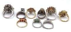 Group of 9 vintage 925 sterling silver gemstone rings