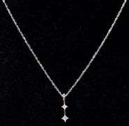 Modernist 14K White Gold Past, Present Future Diamond Pendant Necklace