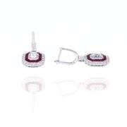 Platinum 950 Dangling Natural Ruby and Diamond Earring