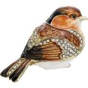 Hand-Painted Goldfinch Trinket Box with Crystals