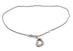 18kt White gold diamond heart charm anklet