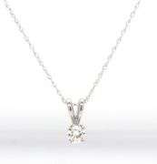 14kt White gold 0.15ctw round brilliant cut diamond pendant on chain