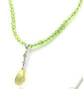 Peridot beaded necklace with white gold clasp