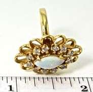 Traditional 18K Marquise Opal and Diamond Ring
