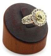 14kt Yellow gold Halo CZ Greek key ring