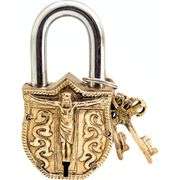 Brass Embossed Padlock with 2 Keys