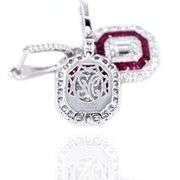 Platinum 950 Dangling Natural Ruby and Diamond Earring