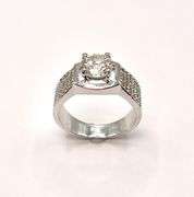 Impressive 14 Kt White Gold Plated 2.65 Ct Lab Simulated Diamond Ring