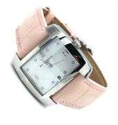 Baume & Mercier Hampton spirit 8P diamond MOP dial quartz on pink leather strap watch