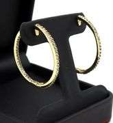 14kt  Yellow gold 1.38ctw diamond in out hoop earrings