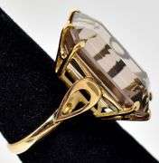 Massive 18K Yellow Gold Smokey Quartz Gemstone Ring