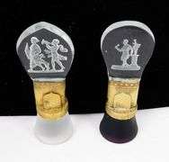 2 Antique Crystal Intaglio Place Card Holders