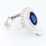 18k (750) White Gold Convertible Ring in Natural Sapphire and Natural Diamond