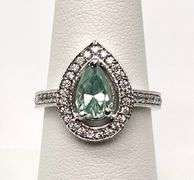 14 Kt White Gold Plated 2.15 Ct Lab Simulated Paraiba Diamond Ring