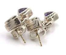 Micheal Dawkins sterling silver purple amethyst swivel dangle earrings