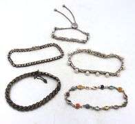 Group lot of 5 vintage 925 sterling silver bracelets