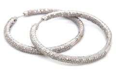 14kt White gold 2.80ctw pave diamond in out hoop earrings