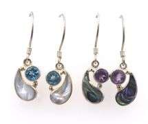 2 Pairs of Signed Sejan 925 sterling silver dangle earrings