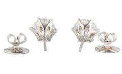 18kt White gold 4.24ctw Round Diamond Triple Excellent Solitaire Stud Earrings