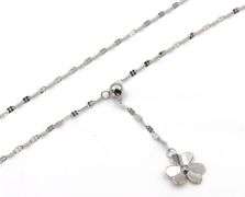 14kt White gold Flower Lariat necklace