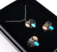 Begay Navajo Sterling Gemstone Necklace & Earrings