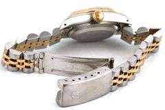 Rolex date just 2 tone 26mm champagne dial in fluted bezel on Jubilee bracelet watch