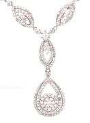 14kt White gold 1.95ctw double halo tear drop cluster diamond necklace