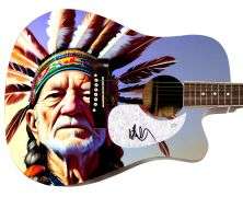 Willie Nelson Autographed Custom Graphics 1/1 Acoustic Guitar ACOA