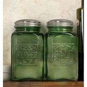 Green Glass Salt and Pepper Shakers