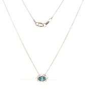 14kt White gold IR Teal and diamond necklace