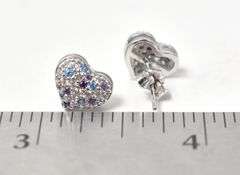 CZ Gemstone Heart Stud Earrings in Sterling Silver