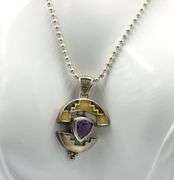 Carolyn Pollack Relios Southwestern sterling silver Amethyst pendant on Italian chain