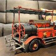 Large Handcrafted Metal Fire Engine Model
