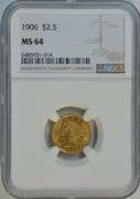 Satiny-fresh near Gem BU 1906 $2.50 Liberty Gold Piece. NGC MS64