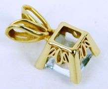 14K Large Princess Cut Aquamarine Pendant