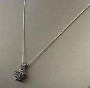 Vintage 925 sterling silver signed heart shaped trinket box pendant on chain