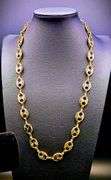 Stunning 64.7 Gram 14K Tri-Layered Yellow Gold Plate Unison Link Chain Necklace