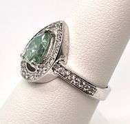 14 Kt White Gold Plated 2.15 Ct Lab Simulated Paraiba Diamond Ring
