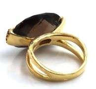 Set of 925 sterling silver smokey quartz dangle earrings and matching ring