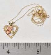 Loving Heart and Rose Pendant Necklace in 10k Yellow Gold
