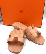 Hermes orange Joey Epsom calfskin oran sandals