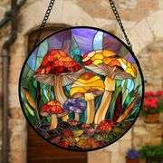 Stained Glass Mushroom Sun Catcher