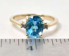 Admirable 14K Yellow Gold Blue Topaz Gemstone Ring