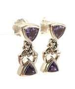 Micheal Dawkins sterling silver purple amethyst swivel dangle earrings