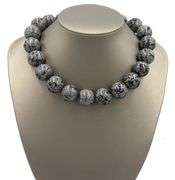 Tiffany & Co. Snowflake Obsidian Bead Necklace