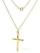 18kt Yellow gold cross pendant on chain necklace